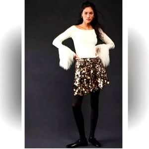NWT Free people "Can’t Get Enough" Gold Sequin Mini Skirt size 0